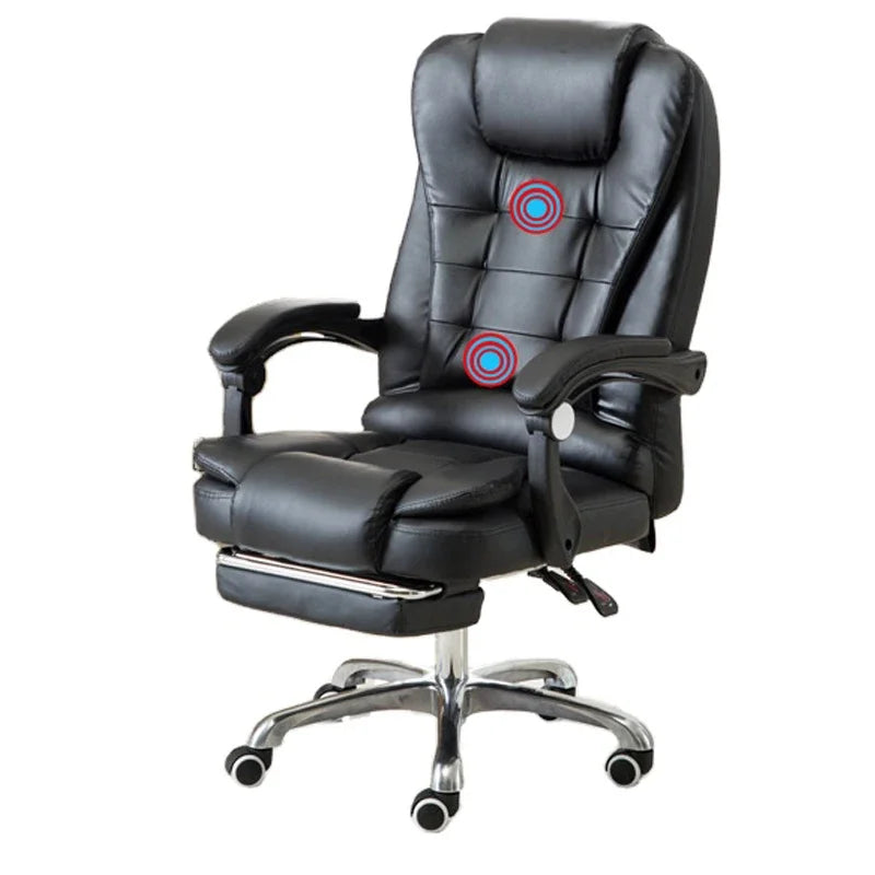 A Office Furniture Massage Soft Ergonomic Executive Recliner High Back Chairs Black Pu Leather Office Chair with Footrest