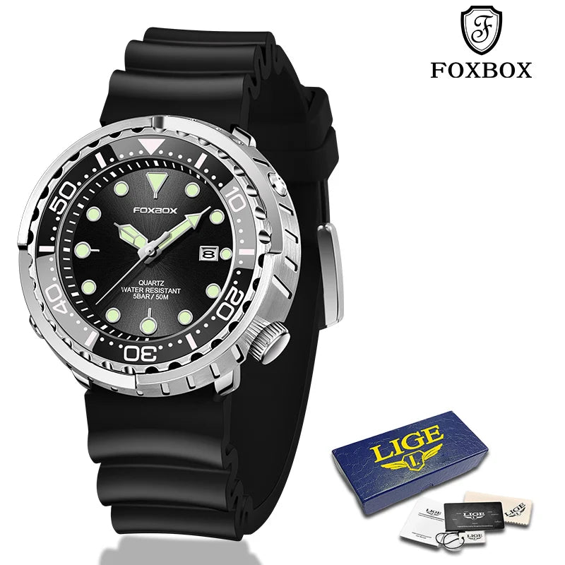 New Watch For Men Fashion Silicone Belt Chronograph Sport Wristwatch 50M Waterproof  Luminous Dive Male Clocks Relogio Masculino