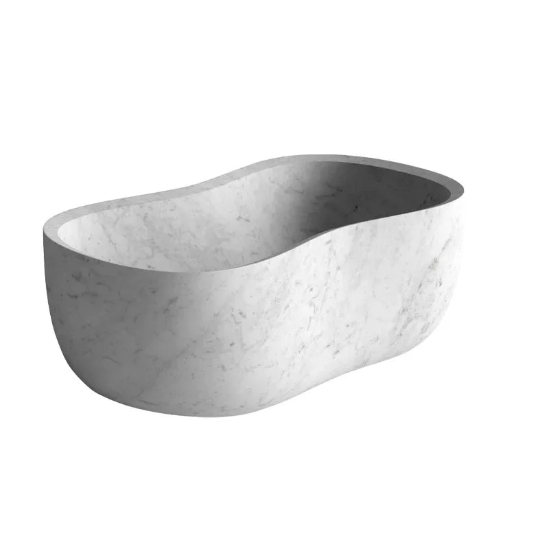 Customizable Freestanding Marble Bathtub Natural Stone Tub, Luxury Soaking Tub for Villa/Hotel, 180cm Carrara Royal Cream Bath