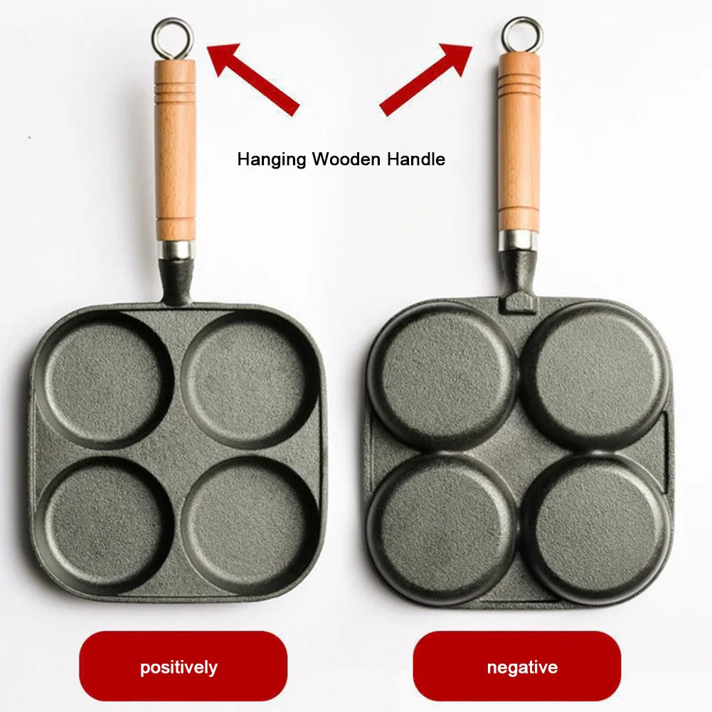 4-Hole Egg Frying Pan Nonstick Cookware Steak Pancake Pans Omelet Pan Frying Pot Suitable for Gas Stove Induction Cooker