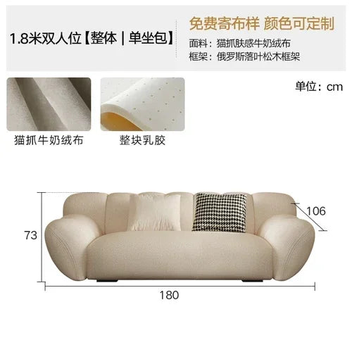 Velvet Sofa Set Nordic Minimal Relaxed — Creamy White | KIMLUD