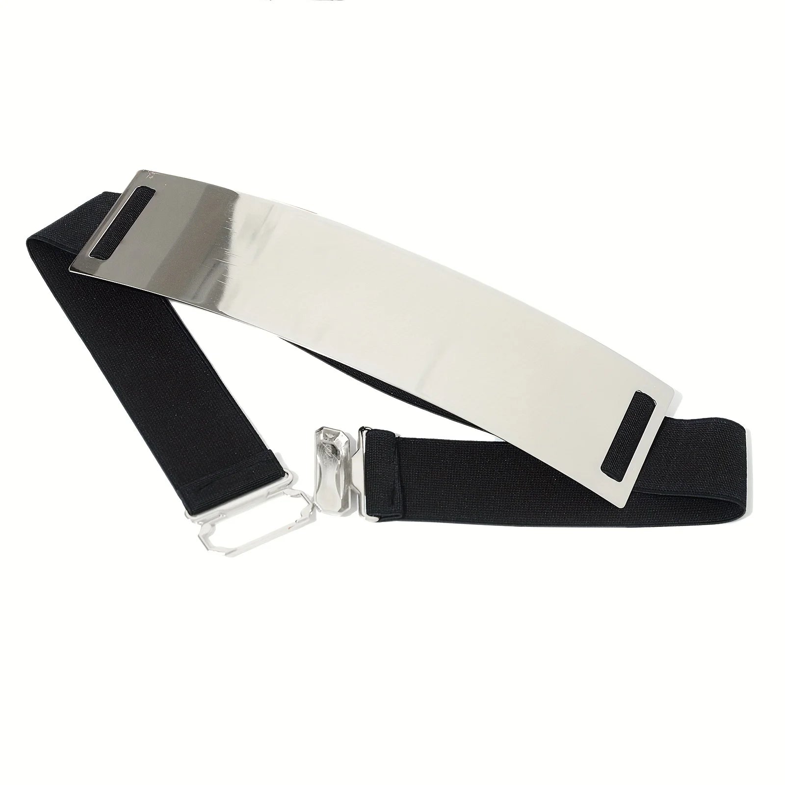 Belt – Punk Elegant Metallic Glossy Wide Waistband – Metal & Polyester | KIMLUD