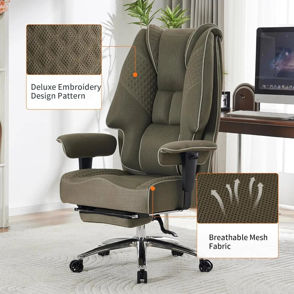 KIMLUD, big and tall office chair 400lbs wide seat, leather high back executive office chair with foot rest, ergonomic chairs lumbar sup, KIMLUD Womens Clothes