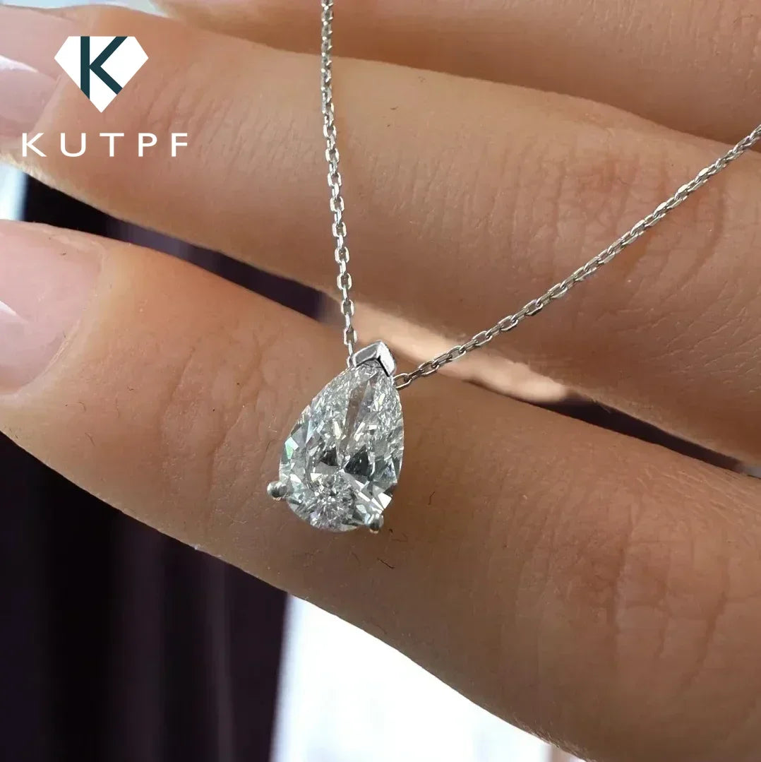 1/2/3/4CT Water Drop Moissanite Pendant Necklace for Women  Certified 925 Silver Pear Cut Solitaire Diamond Pendant Neckchain