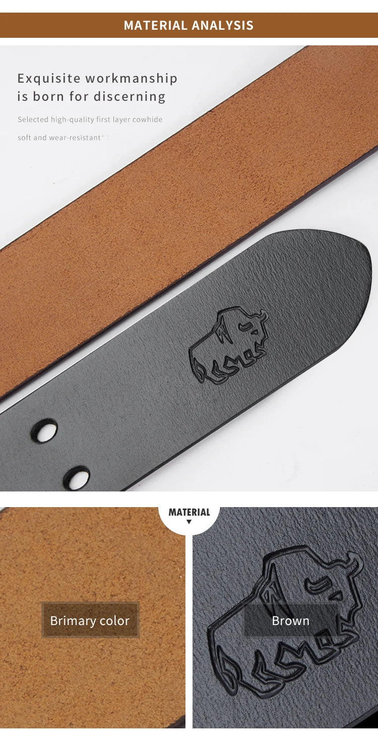 Split Leather Belt Vintage Pin Buckle 3.8 Cm Wide For Men — Black Coffee | KIMLUD