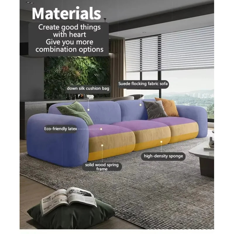 Velvet Lux L-Shaped Sectional Sofa — Ivory | KIMLUD