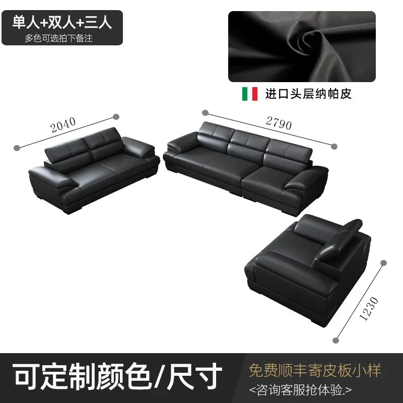 Minimalist Sectional Sofa Modular Design With Cowhide Accents — Charcoal Black | KIMLUD