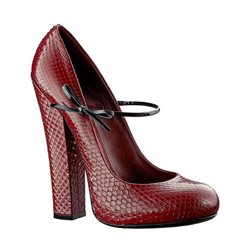 Heels – Butterfly Knot Strap – Leather | KIMLUD