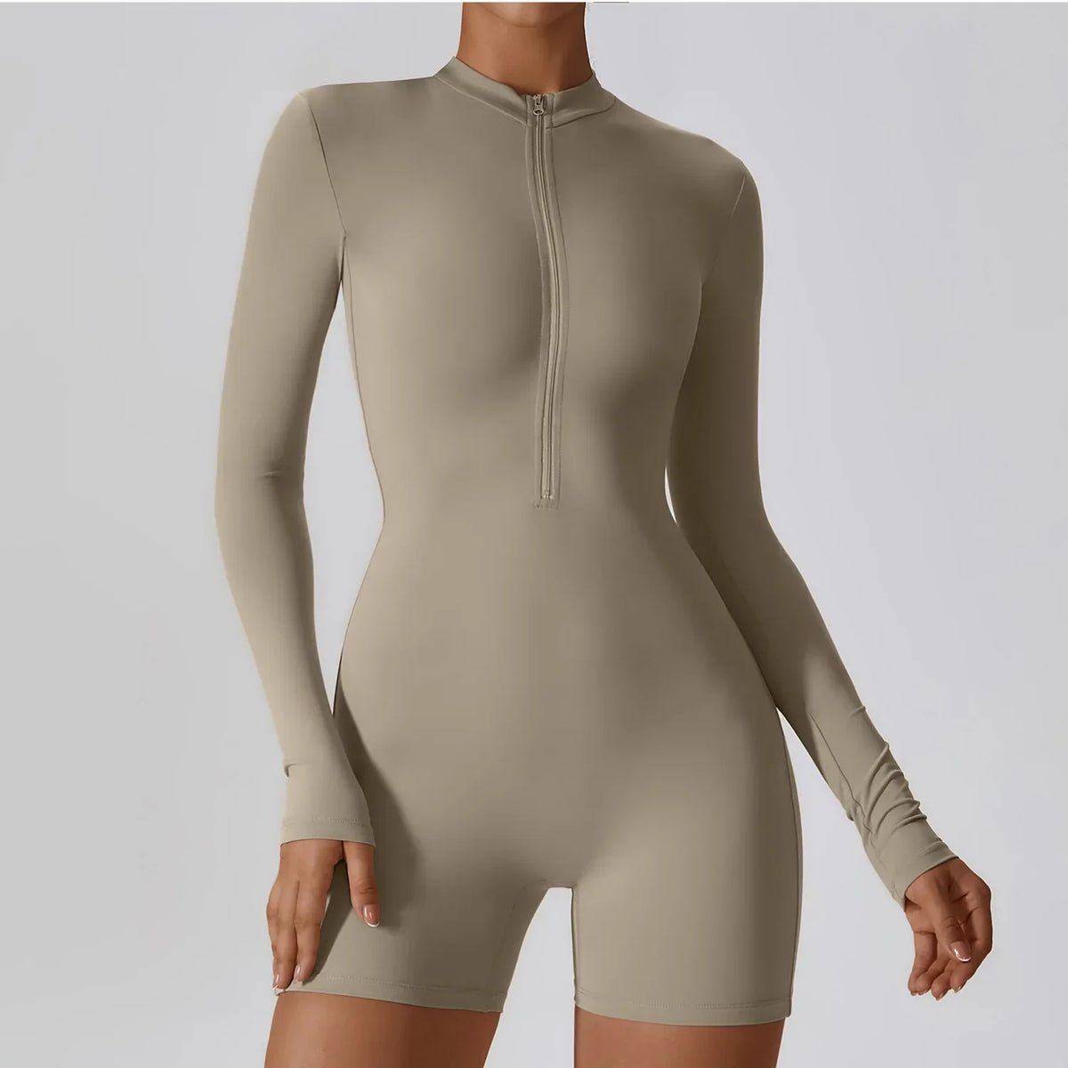 Yoga Jumpsuit – Seamless Zipper – Polyester Long Sleeve | KIMLUD