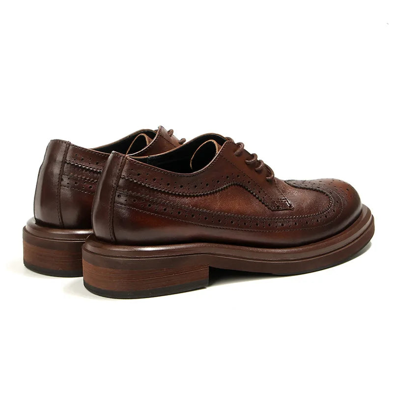 Genuine Leather Men's Block shoes Mens Business Shoes Luxury New Handmade Comfortable Man Casual Shoes Retro Men Leather Shoes
