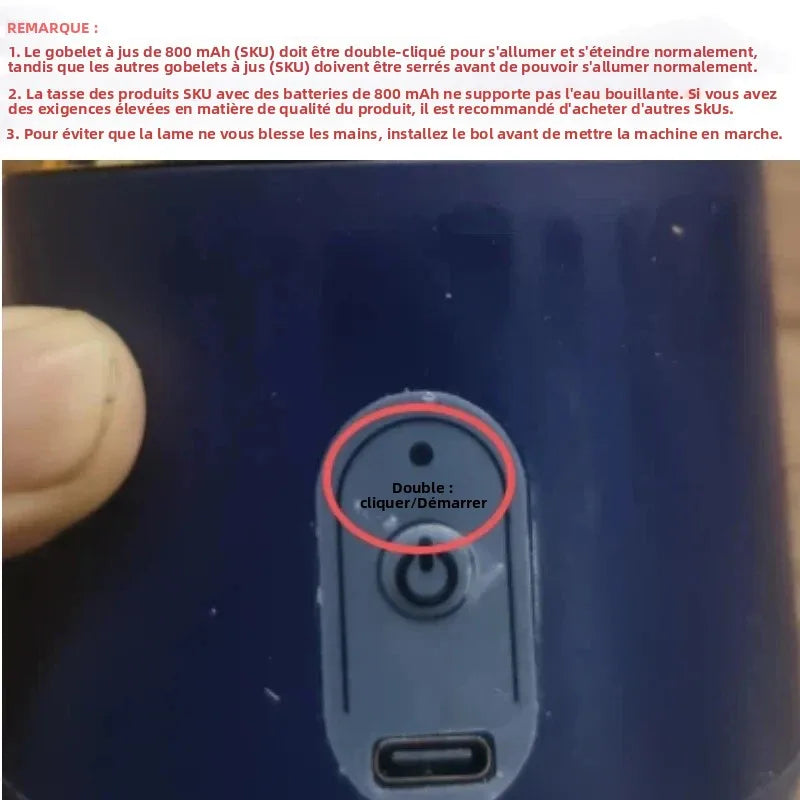 HOMEFISH 1PCS Juice Extractor Portable Rechargeable Small Juice Cup Home and Outdoor Multifunctional Juice Mixing 2Cups