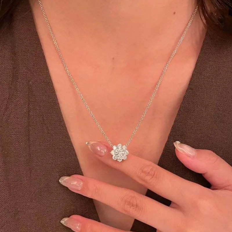 Jewelry Set - Flower Zircon - Sterling Silver - Silver | KIMLUD