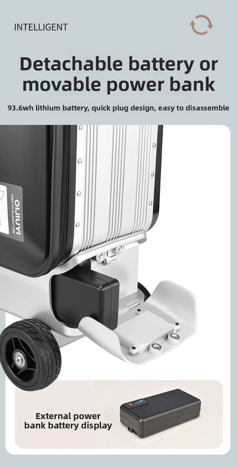 Electric Suitcase Scooter 20 Inch Front-Open — Silver | KIMLUD
