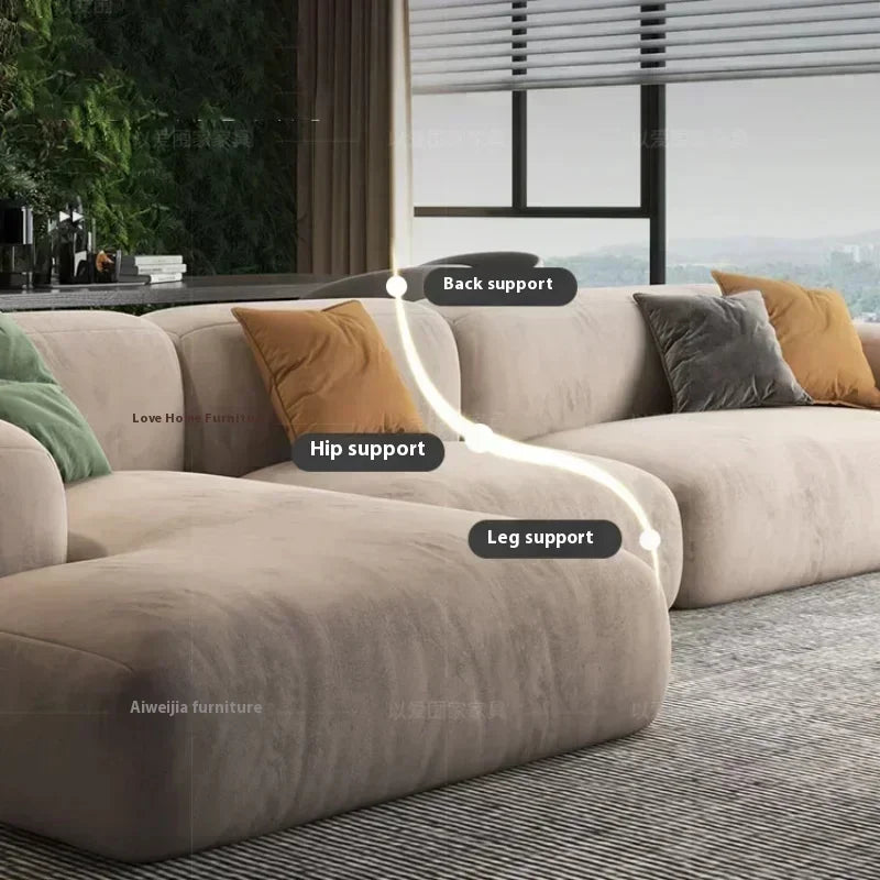 Modern Fabric Sofa Bed Foam Cushions — Beige | KIMLUD