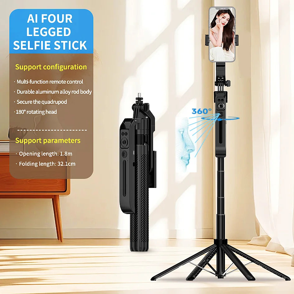BSLIUFANG 1.8M 360 Rotation Following Shooting Mode Gimbal Stabilizer Selfie Stick Tripod Gimbal For Smartphone Live Photography