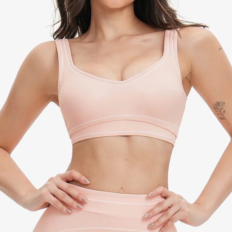 Breathable Yoga Sports Bra Color-Contrast — Multicolor | KIMLUD