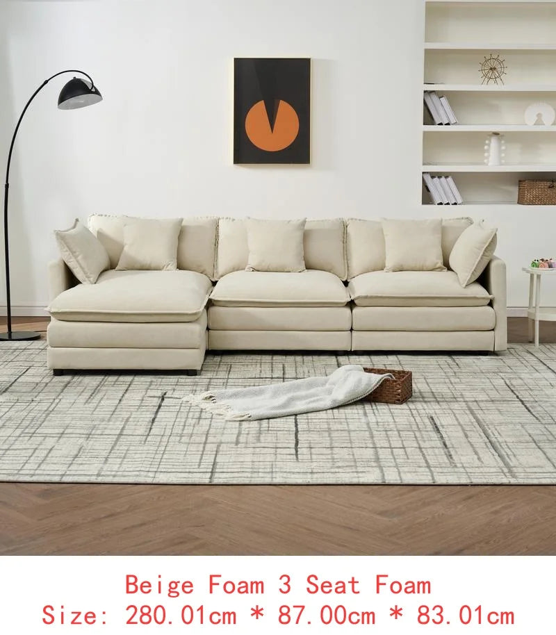 Modular Chenille Cloud Sofa L-Shaped 110-Inch — Orange | KIMLUD