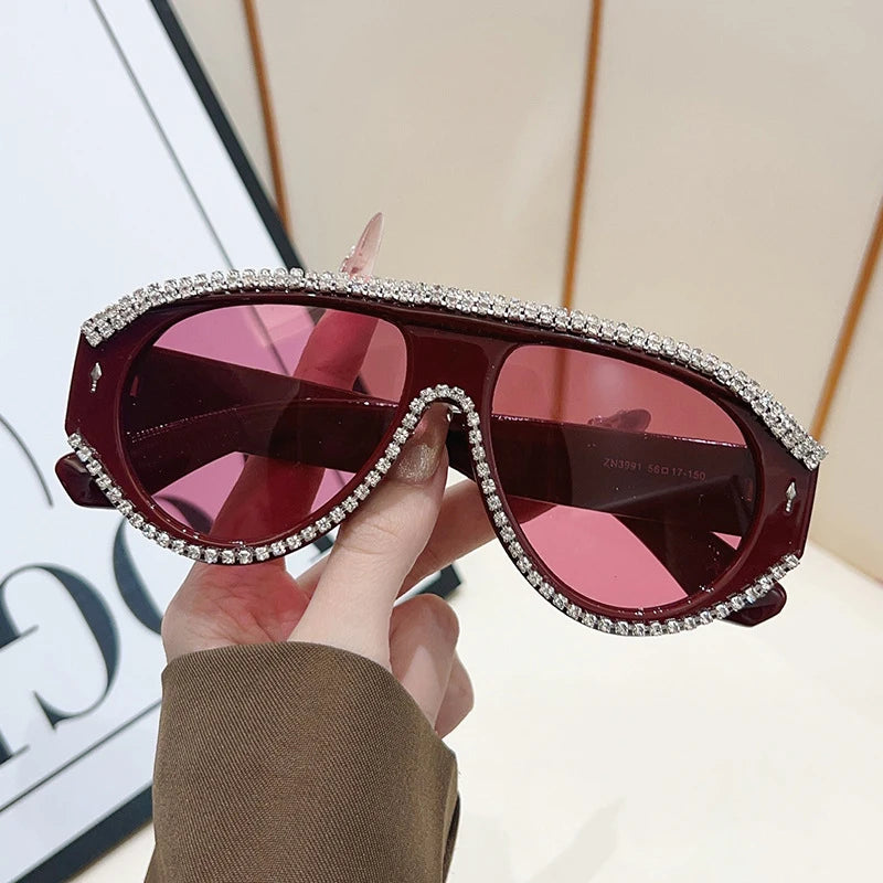 Crystal Rhinestone Luxury Sunglasses — Black | KIMLUD