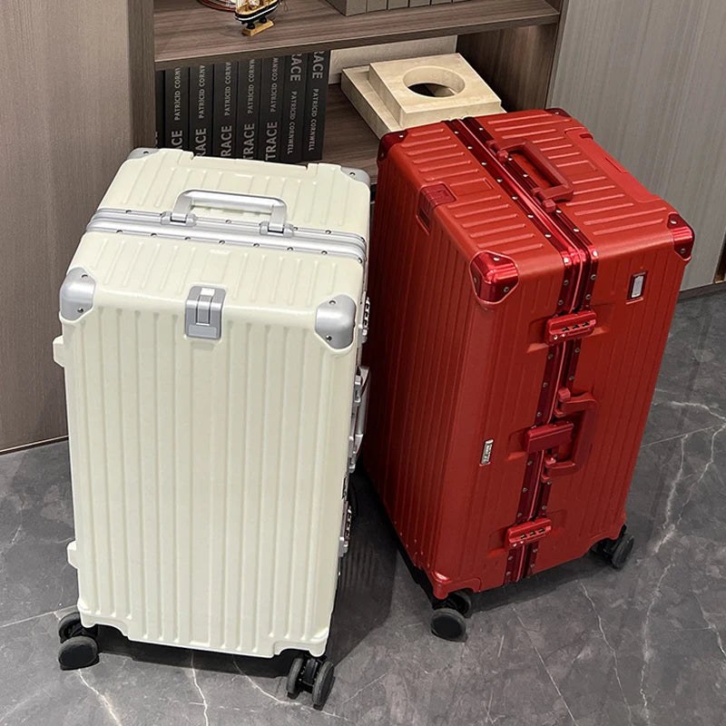 Aluminum Frame Suitcase Large Capacity — Black | KIMLUD