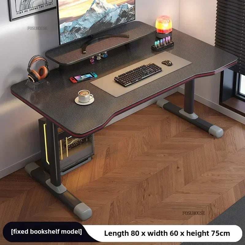 L Shape Desk Liftable Computer Table — Graphite Black | KIMLUD