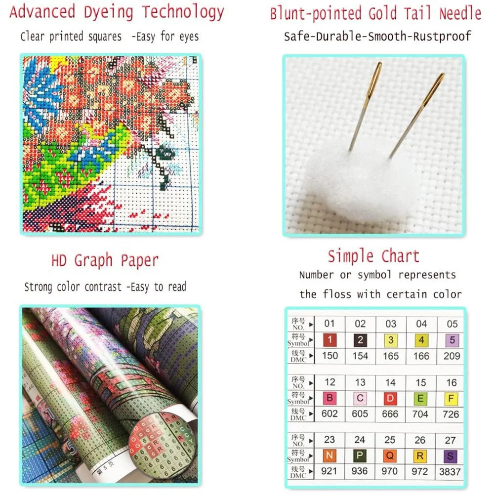 11CT Counted Abstract Horse Patterns Cross Stitch 30x40cm Full Printed Embroidery Eco-cotton Thread Handicraft For Bedroom Wall