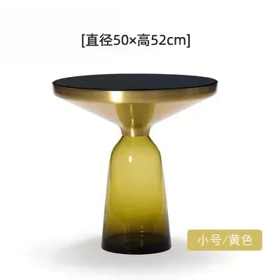 Nordic Creative Glass Round Coffee Table Combination Living Room Reception Side Table Transparent Light Luxury Coffee Tables