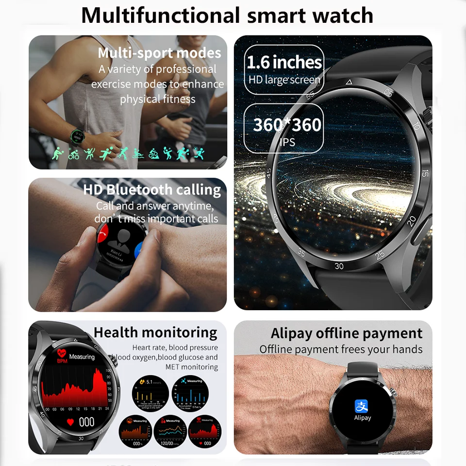 Low Price Watch 4 Pro+ Smart Watch Men AMOLED Screen Compass GPS Motion trajectory NFC Heart Rate BT Calls Smartwatch Waterproof