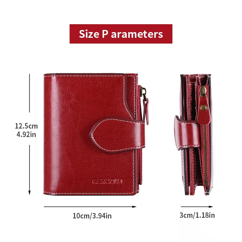 RFID anti-theft brush new three fold multi fold genuine leather cowhide wallet multifunctional anti tamper magnetic card bag sho