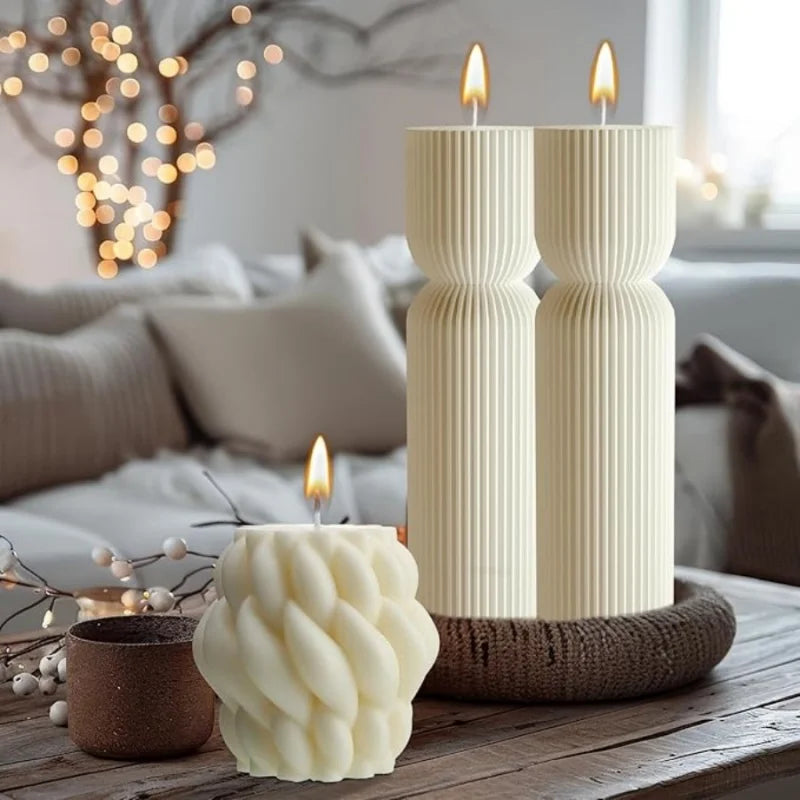 KIMLUD, Aromatherapy candles, large pillar ribbed decorative candles, soy wax, suitable for gifts, room shelves, home ribbed decoration, KIMLUD Womens Clothes
