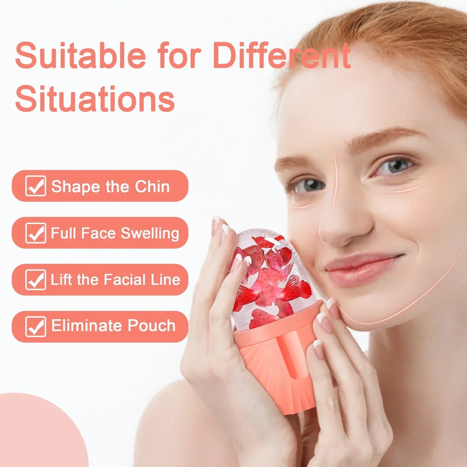 KIMLUD, Silicone Ice Cube Trays Beauty Lifting Ice Ball Face Massager Contouring Eye Roller Facial Treatment Reduce Acne Skin Care Tool, KIMLUD Womens Clothes