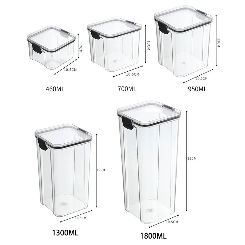 Acrylic Storage Jars Set Airtight Moisture Proof Pantry Organizer For Grains Pasta Spices — Clear | KIMLUD