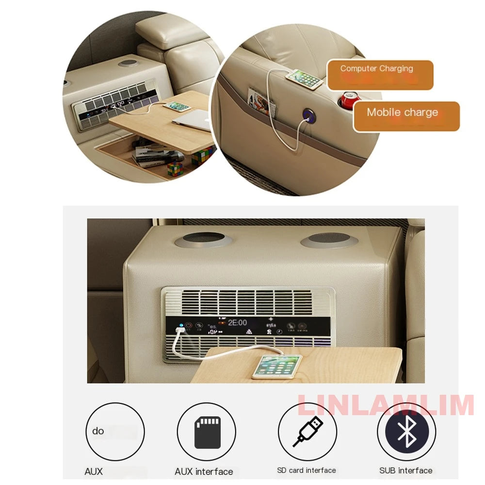 Genuine Leather Massage Bed Bluetooth Speaker — Chocolate Brown | KIMLUD