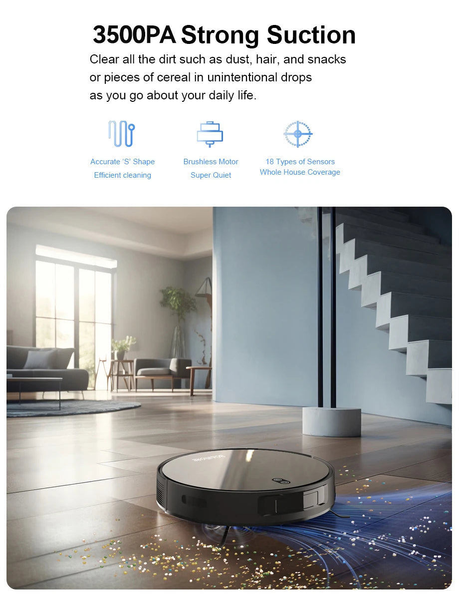 Robot Vacuum Cleaner Combo Mop,4000PA Suction Robotic,WiFi/Voice Control,Auto-Recharge,Pet Hair For Home Vacuum Cleaning Robot