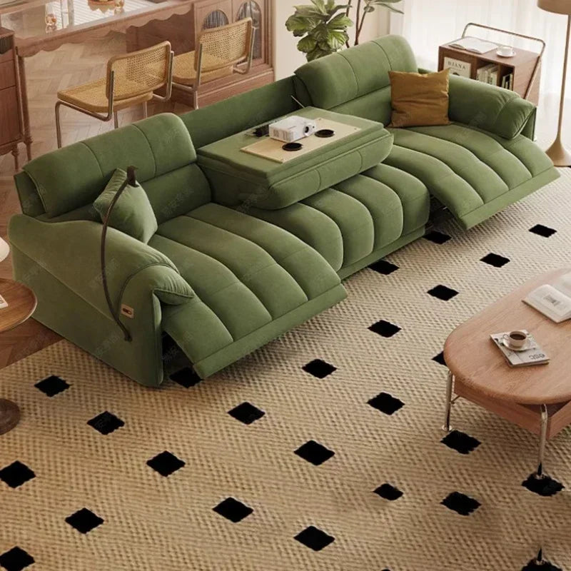 Sleek Scandinavian Fabric Solid Sofas — Green | KIMLUD