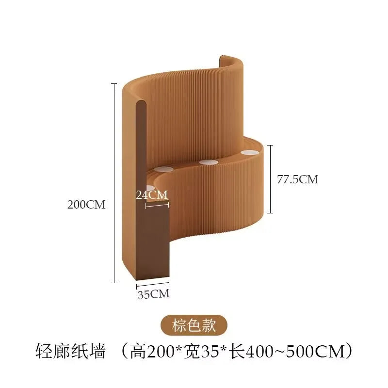 2M Height White Creative Home Decor Organ Paper Wall Screen Removable Folding Room Dividers Office Partition Baffle Fence
