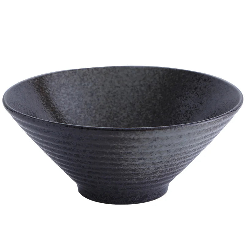 Porcelain Japanese Ramen Bowl Large — Black | KIMLUD