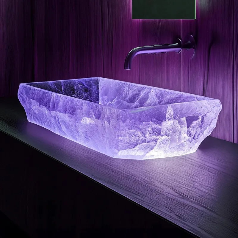 Resin dream crystal stone wash basin custom sales office model room bathroom single basin art table basin