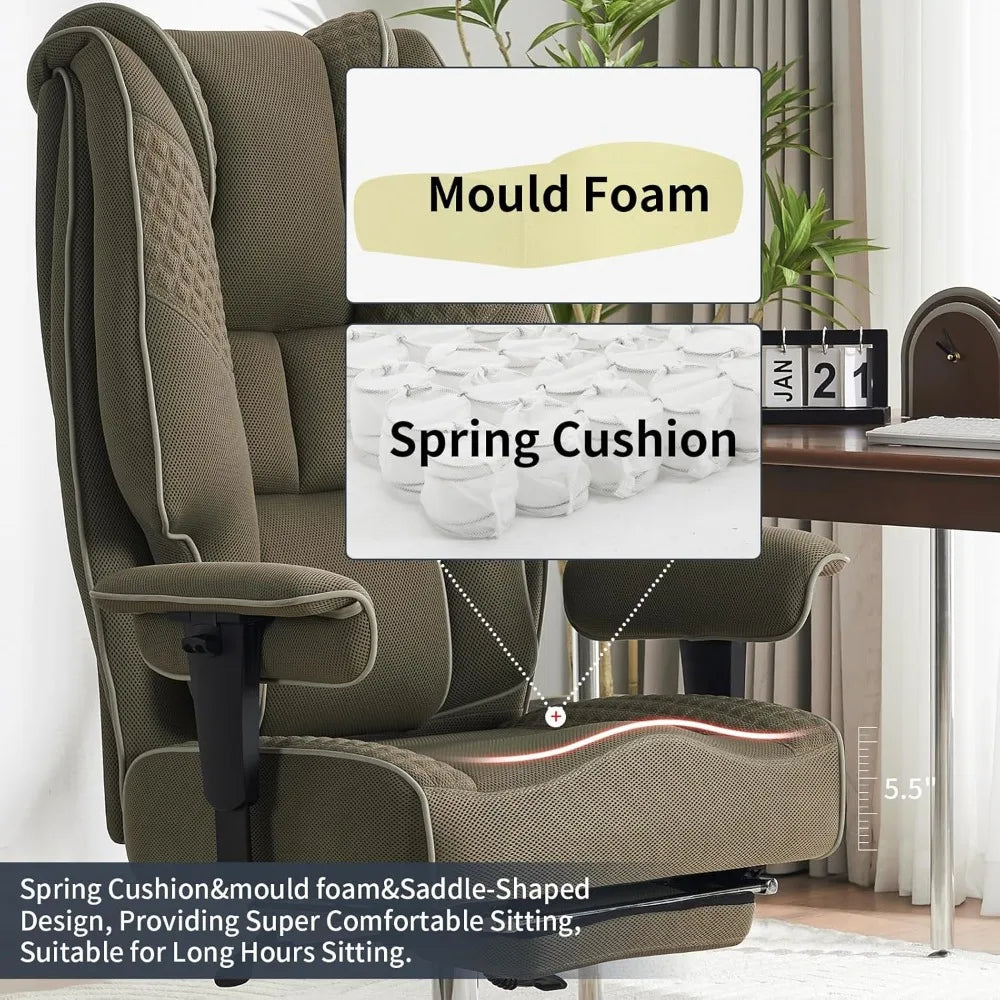 KIMLUD, big and tall office chair 400lbs wide seat, leather high back executive office chair with foot rest, ergonomic chairs lumbar sup, KIMLUD Womens Clothes