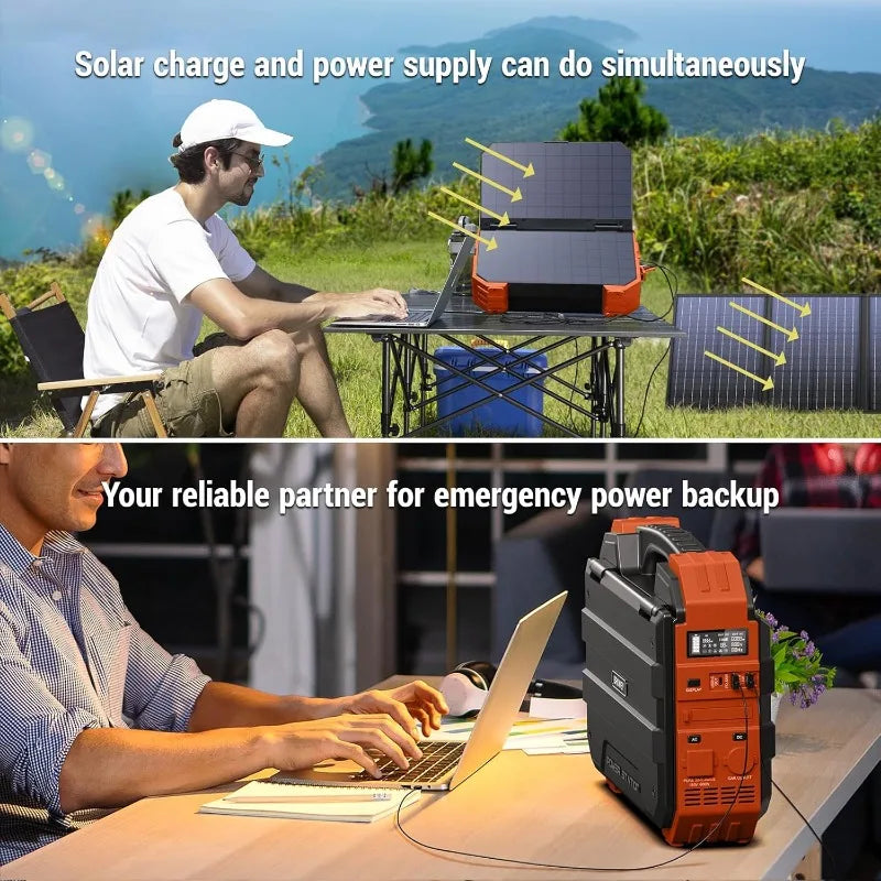 Portable Power Station 1000W with Built-in Solar Panel 614WH/192000mAh Battery Pack Solar Generator with AC/DC/USB/PD Output