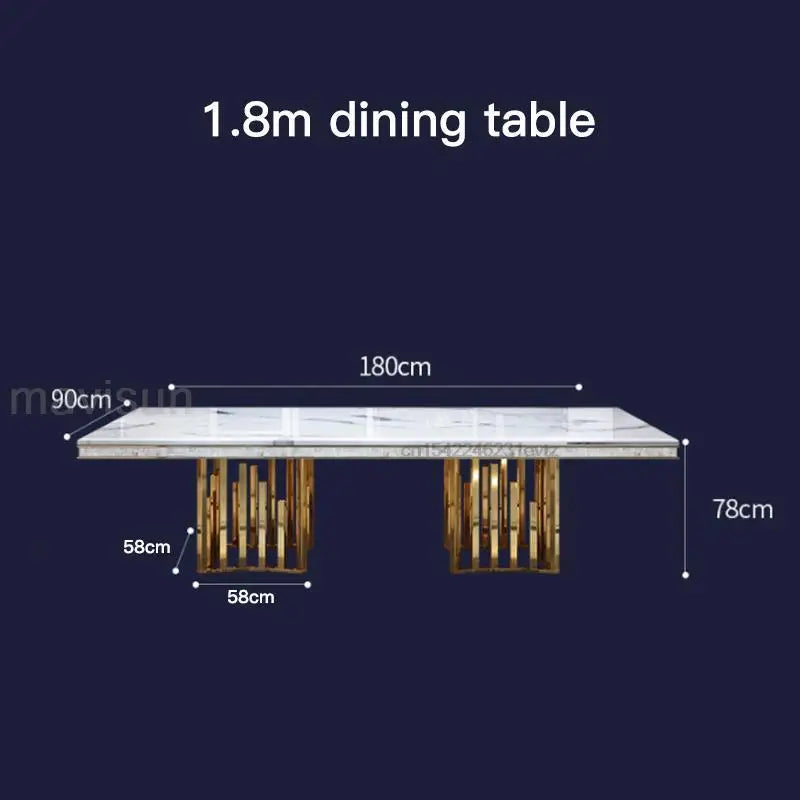 Luxury White Marble Dining Table And Chair Combination Rectangular Kitchen Tables Italian Type Large Concise Modern Furniture