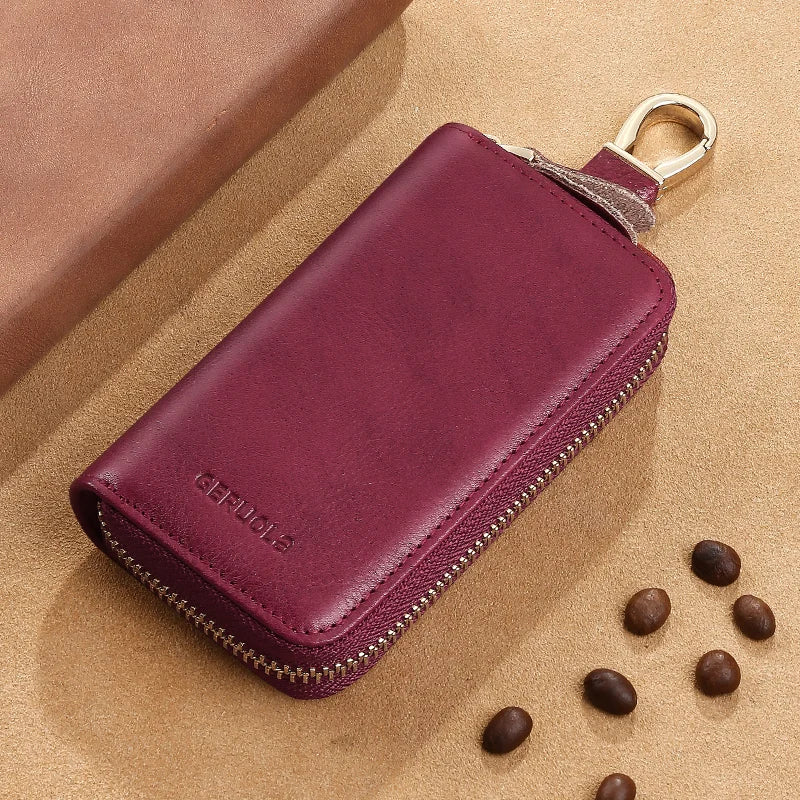 Key Wallet – 2 Card Slots and ID Clip – Genuine Leather | KIMLUD