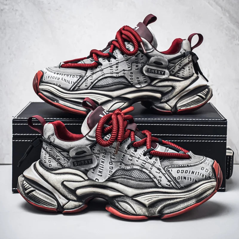 Men's Chunky Sneakers – Height Increasing Platform – Leather Fabric | KIMLUD