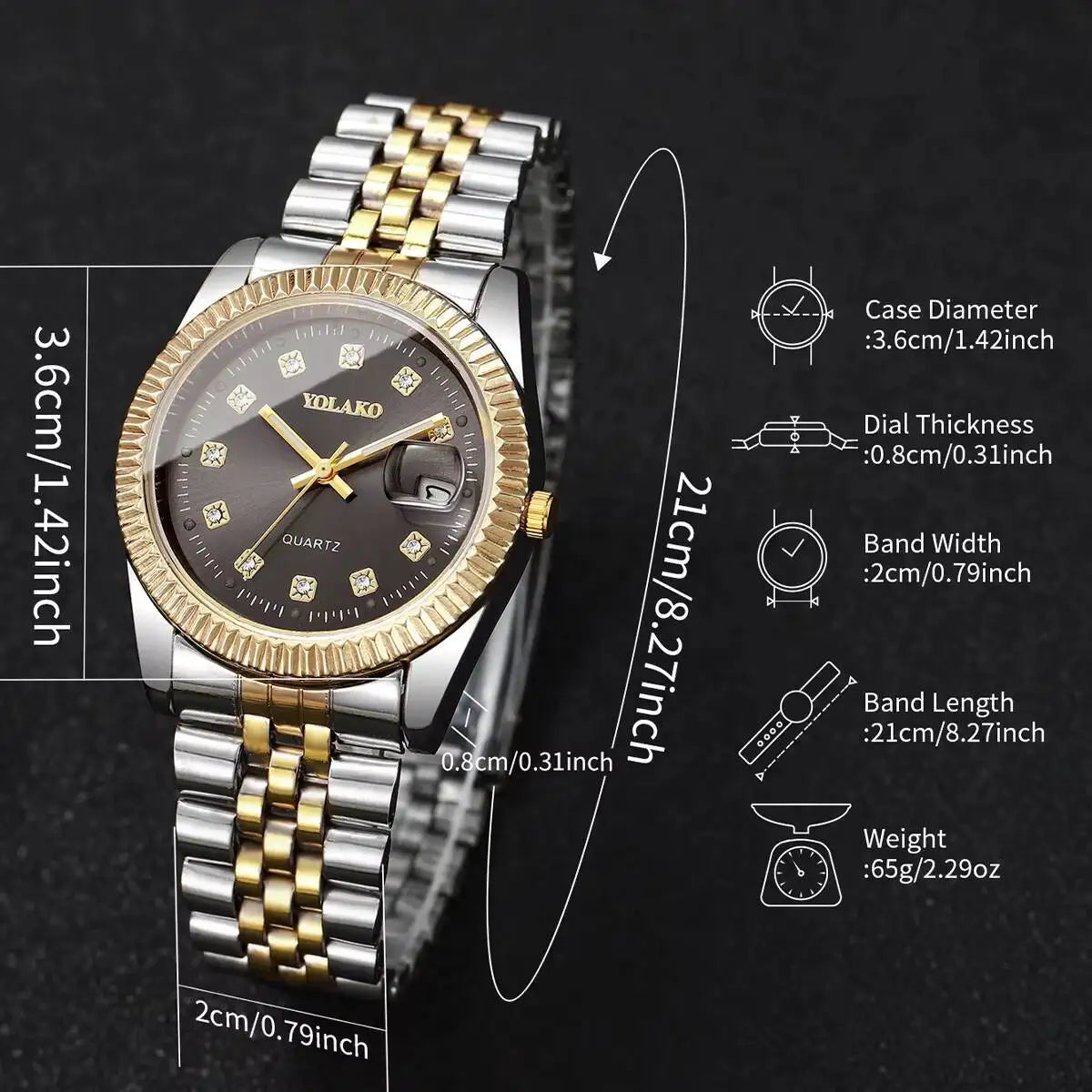 Luxury Rhinestone Men Business Watches Fashion Women Quartz Watch with Calendar Clock Gift（Without Box）