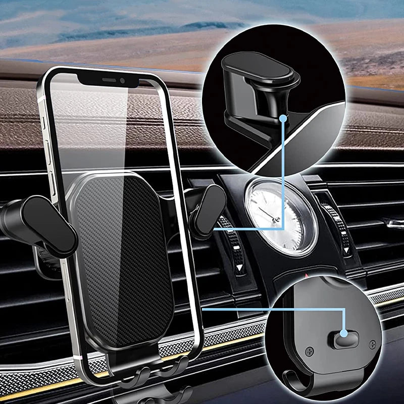 Car Phone Holder – 360-Degree Rotation – Black | KIMLUD