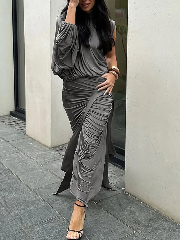 Y2K Solid Two Piece Set Top and Skirt — Black | KIMLUD