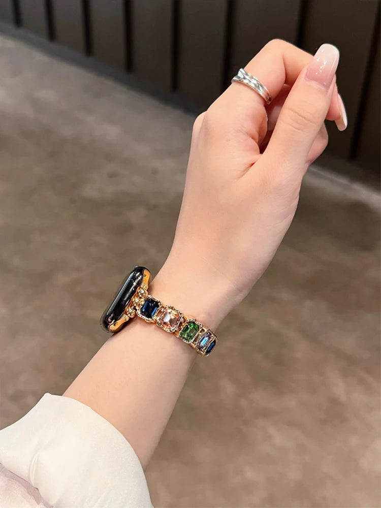 Stainless Diamond Band Watch Strap — Silver | KIMLUD