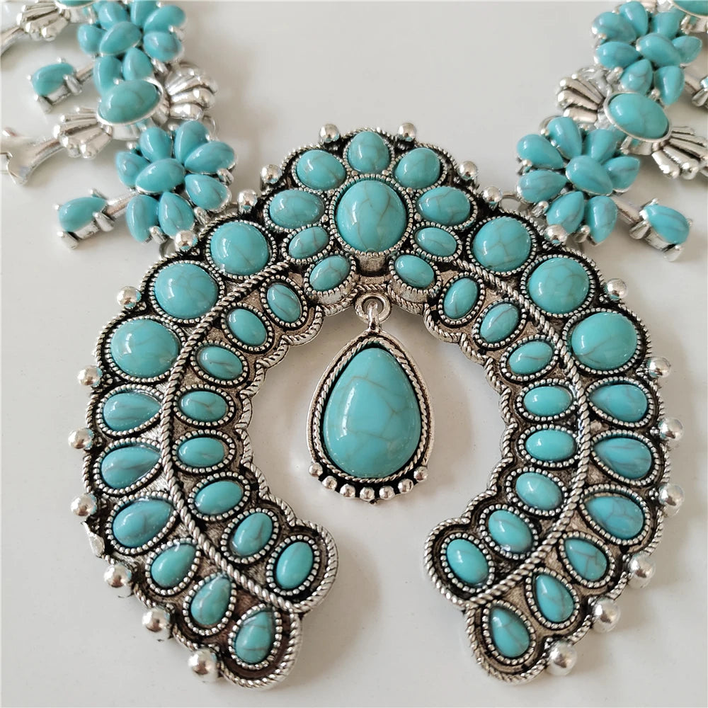 Jewelry Set – Boho Ethnic Turquoise – Resin – Turquoise | KIMLUD