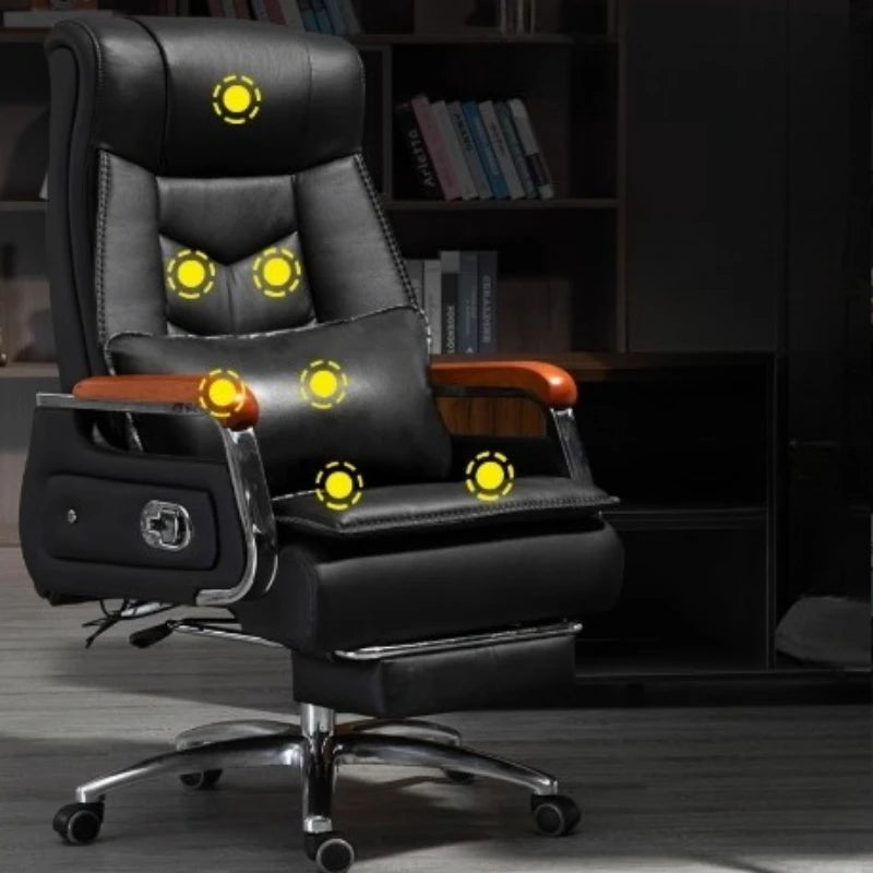 boss Bureaux Office Furniture Selected cowhide foot hold Office Chair 7-point massage Ergonomic Recliner Rolling Gaming Chair