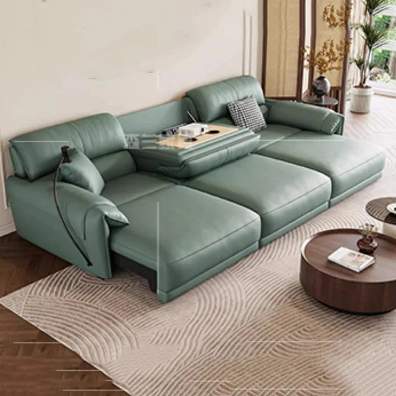Leather-Like Modular Sofa L-Shaped Folding Recliner — Chestnut Brown | KIMLUD