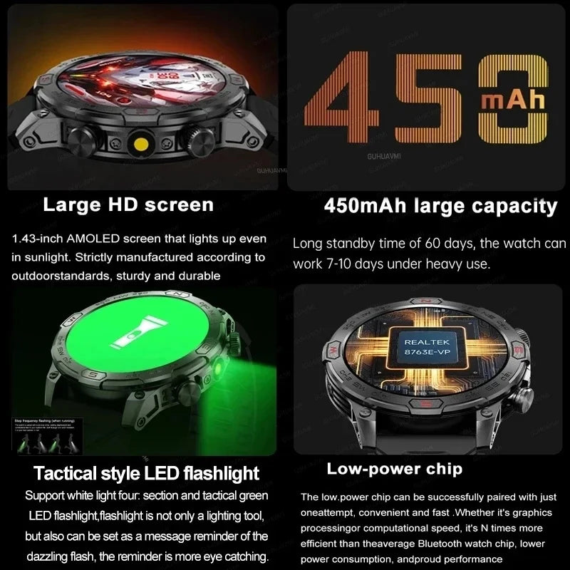 2025 New Outdoor Military GPS Smart Watch Men 466*466 HD AMOLED Full Touch Screen Bluetooth Call IP68 Waterproof Smartwatches